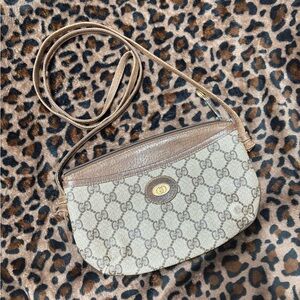 Gucci Tan and Brown Monogram Crossbody Bag